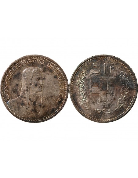 SUISSE - 5 FRANCS ARGENT 1923 BERNE