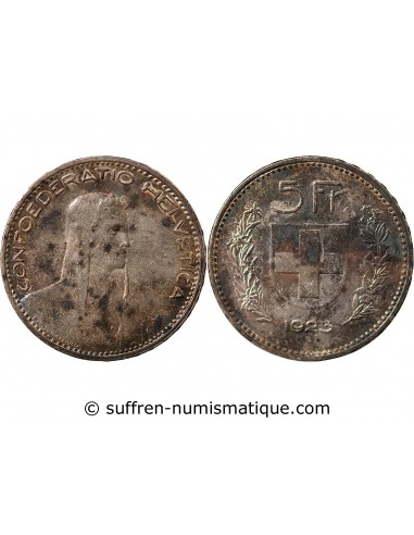 SUISSE - 5 FRANCS ARGENT 1923 BERNE