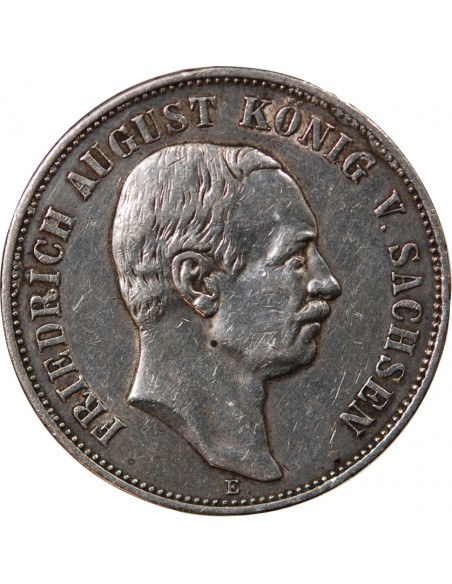 ALLEMAGNE, SAXE, FRIEDRICH AUGUST III - 5 MARK ARGENT 1908 E MULDENHÜTTEN