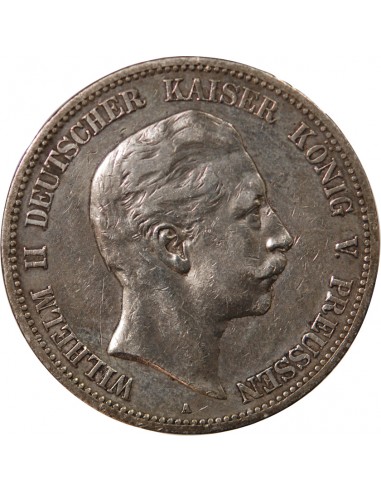 ALLEMAGNE, PRUSSE, WILHELM II - 5 MARK ARGENT 1899 A BERLIN