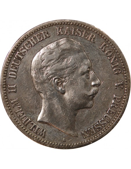 ALLEMAGNE, PRUSSE, WILHELM II - 5 MARK ARGENT 1899 A BERLIN