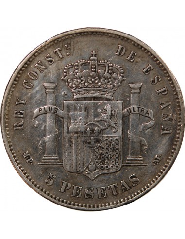 ESPAGNE, ALPHONSE XIII - 5 PESETAS ARGENT 1888 MPM