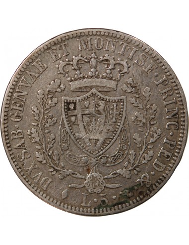 ITALIE, ROYAUME DE SARDAIGNE, CHARLES-FELIX- 5 LIRE ARGENT 1826 TURIN