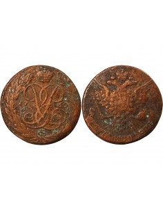 RUSSIE, CATHERINE II - 5 KOPECKS 1777 EM 2