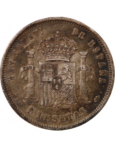 ESPAGNE, ALPHONSE XII - 5 PESETAS ARGENT 1882 MSM