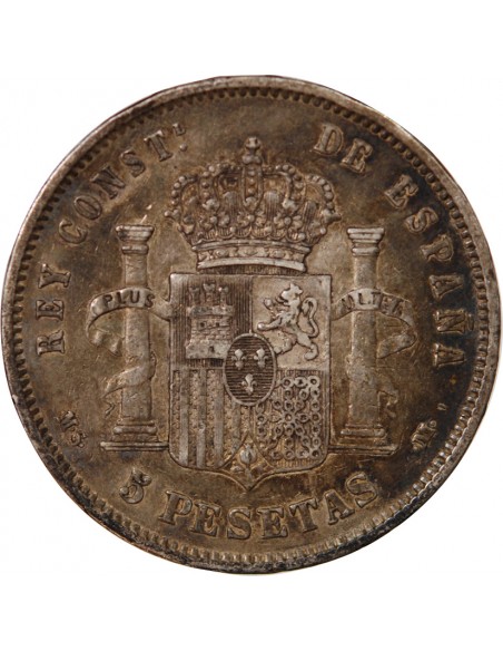 ESPAGNE, ALPHONSE XII - 5 PESETAS ARGENT 1882 MSM