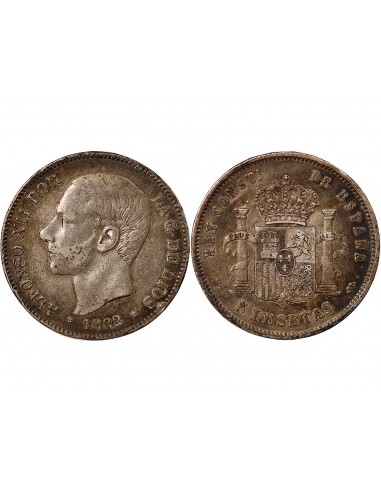 ESPAGNE, ALPHONSE XII - 5 PESETAS ARGENT 1882 MSM