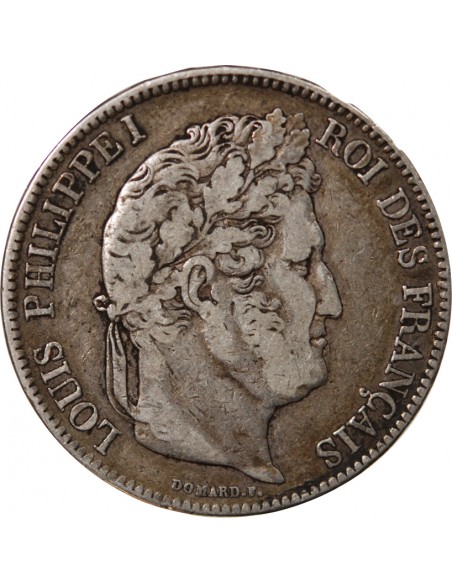 LOUIS PHILIPPE - 5 FRANCS ARGENT 1833 T NANTES