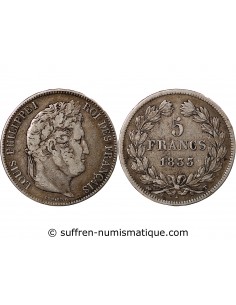 LOUIS PHILIPPE - 5 FRANCS ARGENT 1833 T NANTES