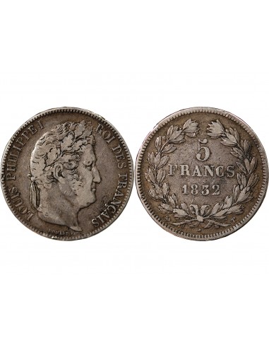 LOUIS PHILIPPE - 5 FRANCS ARGENT 1832 T NANTES