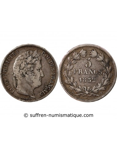 LOUIS PHILIPPE - 5 FRANCS ARGENT 1832 T NANTES