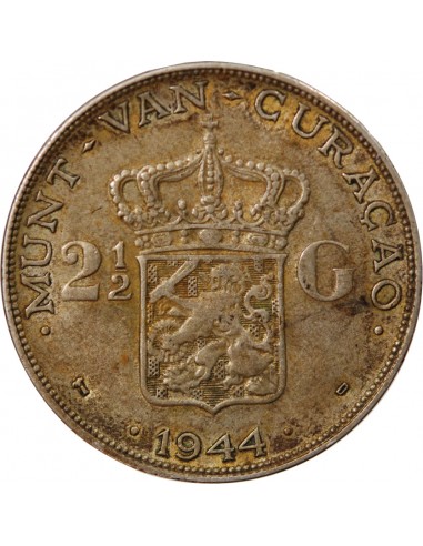 PAYS-BAS, WILHELMINA - 2 1/2 GULDEN ARGENT 1944