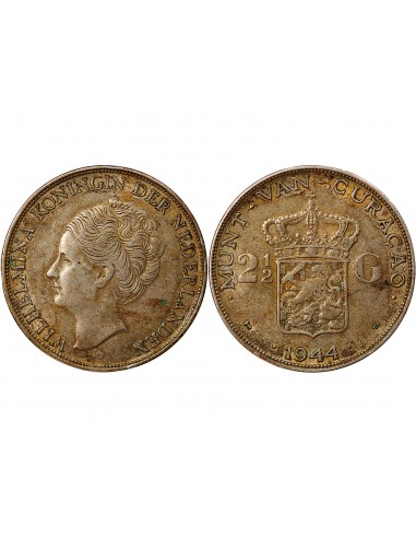 PAYS-BAS, WILHELMINA - 2 1/2 GULDEN ARGENT 1944