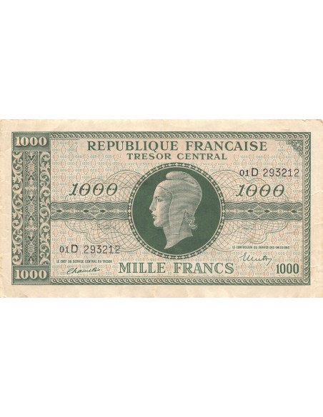 TRÉSOR CENTRAL, MARIANNE - 1000 FRANCS 1945 SÉRIE 01A