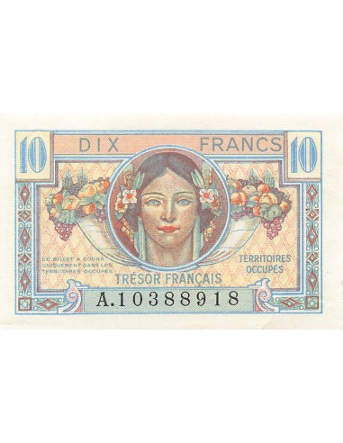TRÉSOR FRANCAIS, TERRITOIRES OCCUPÉS - 10 FRANCS type 1947