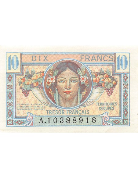 TRÉSOR FRANCAIS, TERRITOIRES OCCUPÉS - 10 FRANCS type 1947