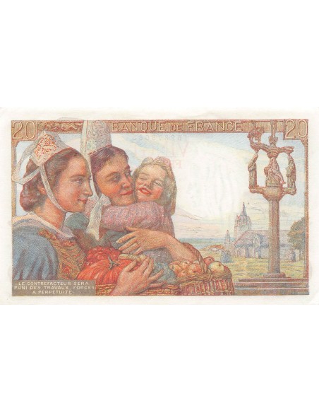 FRANCE, PÊCHEUR - 20 FRANCS 28/01/1943 - SÉRIE D.66