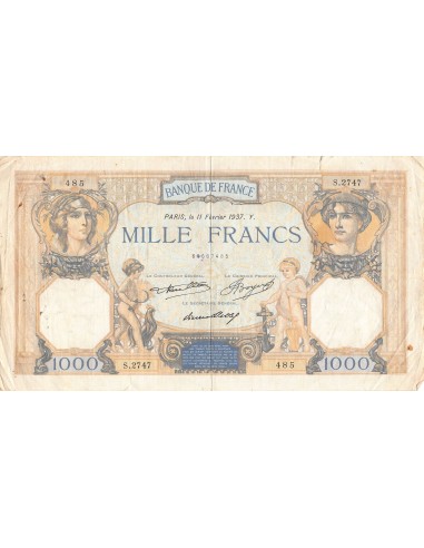 FRANCE, CÉRÈS ET MERCURE - 1000 FRANCS 11/02/1937