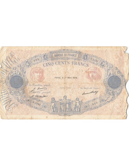 FRANCE - 500 FRANCS BLEU ET ROSE 21/03/1928 - SÉRIE S.1101