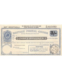 GRANDE-BRETAGNE, GEORGES V - MANDAT POSTAL 3 SHILLINGS 1921 2