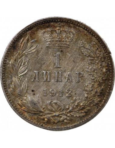 SERBIE - PIERRE Ier - 1 DINAR ARGENT 1912