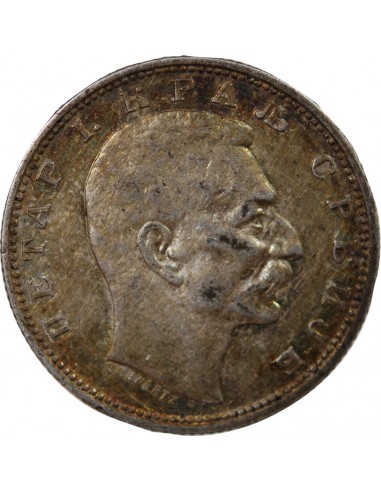 SERBIE - PIERRE Ier - 1 DINAR ARGENT 1912