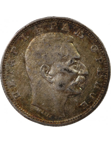 SERBIE - PIERRE Ier - 1 DINAR ARGENT 1912