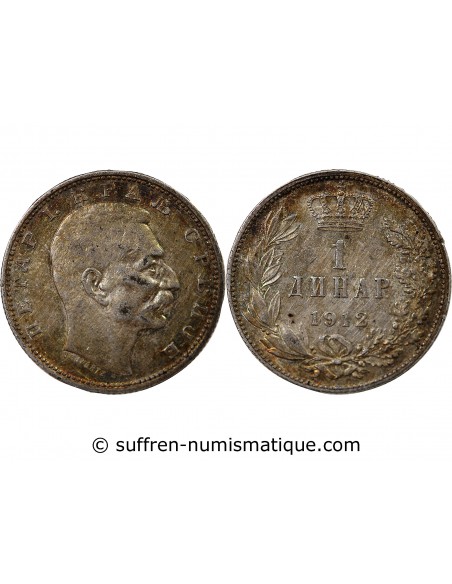 SERBIE - PIERRE Ier - 1 DINAR ARGENT 1912