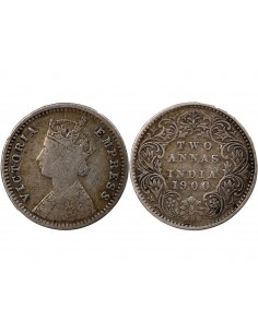 INDE, VICTORIA - 2 ANNAS ARGENT 1900 2