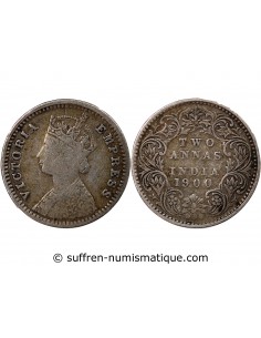 INDE, VICTORIA - 2 ANNAS ARGENT 1900