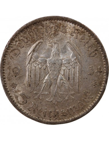 ALLEMAGNE, IIIe REICH - 5 MARK ARGENT 1934 A BERLIN