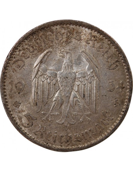 ALLEMAGNE, IIIe REICH - 5 MARK ARGENT 1934 A BERLIN
