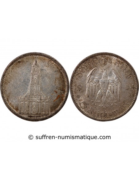 ALLEMAGNE, IIIe REICH - 5 MARK ARGENT 1934 A BERLIN