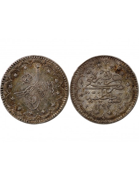 EMPIRE OTTOMAN, ABDULHAMID II - 5 KURUS ARGENT 1293 (1907)