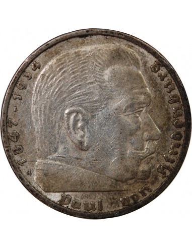 ALLEMAGNE, HINDENBURG - 5 MARK ARGENT 1936 A BERLIN