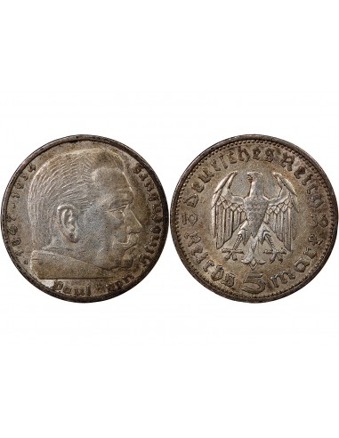 ALLEMAGNE, HINDENBURG - 5 MARK ARGENT 1936 A BERLIN