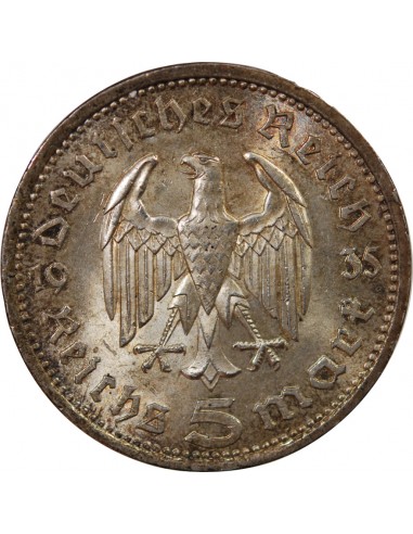 ALLEMAGNE, HINDENBURG - 5 MARK ARGENT 1935 A BERLIN