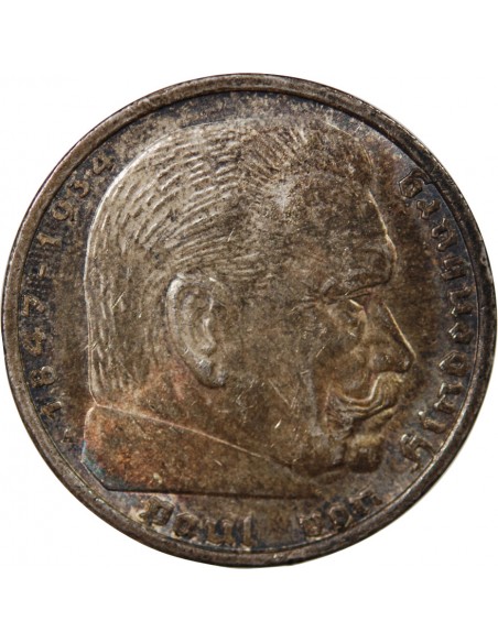 ALLEMAGNE, HINDENBURG - 5 MARK ARGENT 1935 A BERLIN