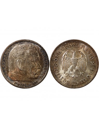 ALLEMAGNE, HINDENBURG - 5 MARK ARGENT 1935 A BERLIN