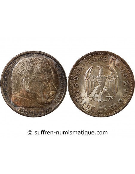 ALLEMAGNE, HINDENBURG - 5 MARK ARGENT 1935 A BERLIN