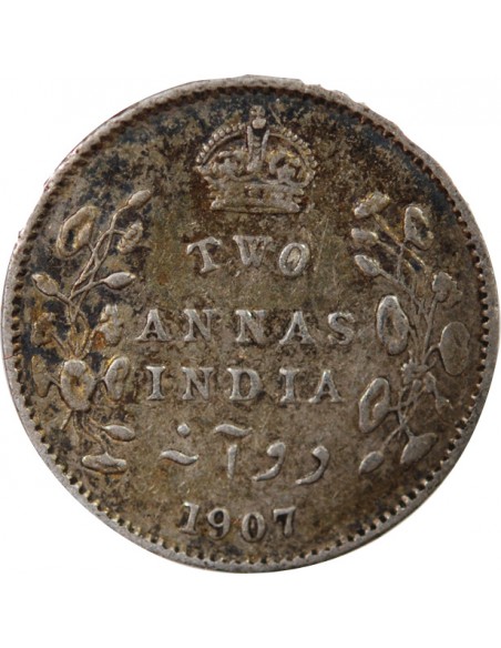 INDE, EDOUARD VII - 2 ANNAS ARGENT 1907