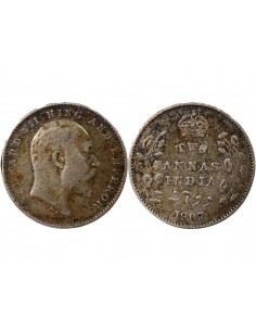 INDE, EDOUARD VII - 2 ANNAS ARGENT 1907 2