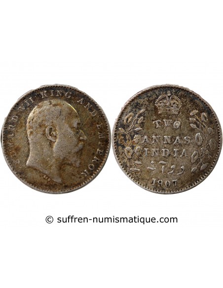 INDE, EDOUARD VII - 2 ANNAS ARGENT 1907