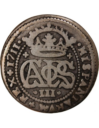 PRINCIPAUTE DE CATALOGNE, CHARLES III - 2 REALES ARGENT 1711 BARCELONE