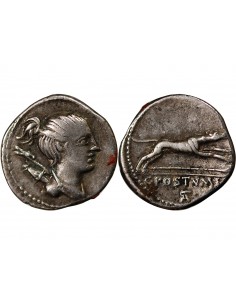 POSTUMIA - DENIER ARGENT 74 AV JC ROME 2