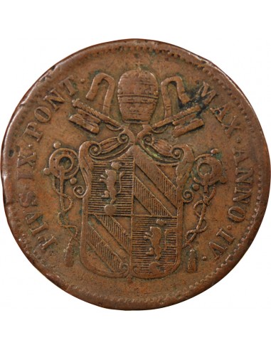 VATICAN, PIE IX - BAIOCCO 1850 ROME AN IV