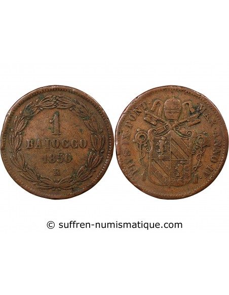 VATICAN, PIE IX - BAIOCCO 1850 ROME AN IV