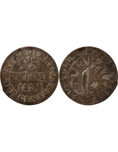 SUISSE, GENÈVE - 25 CENTIMES 1839