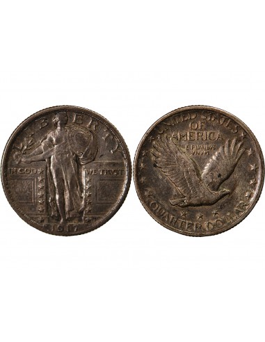 USA - 1/4 DOLLAR ARGENT "Standing Liberty Quarter" 1917 PHILADELPHIE Type 2