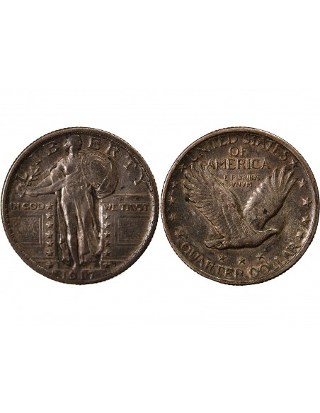 USA - 1/4 DOLLAR ARGENT "Standing Liberty Quarter" 1917 PHILADELPHIE Type 2